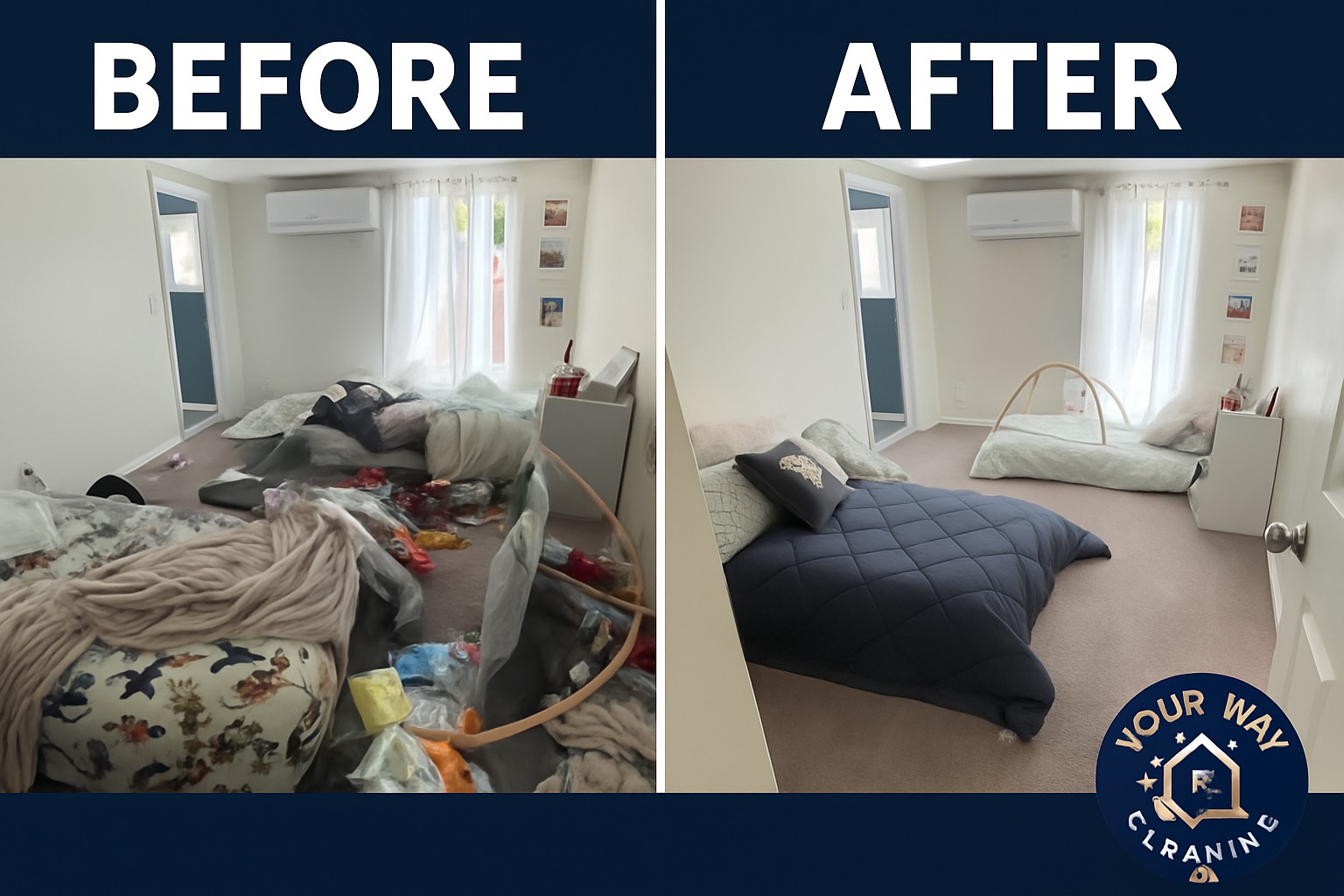 Clean and organized bedroom after cleaning service